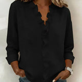 Huguette | Blouse raffinée à col V volanté