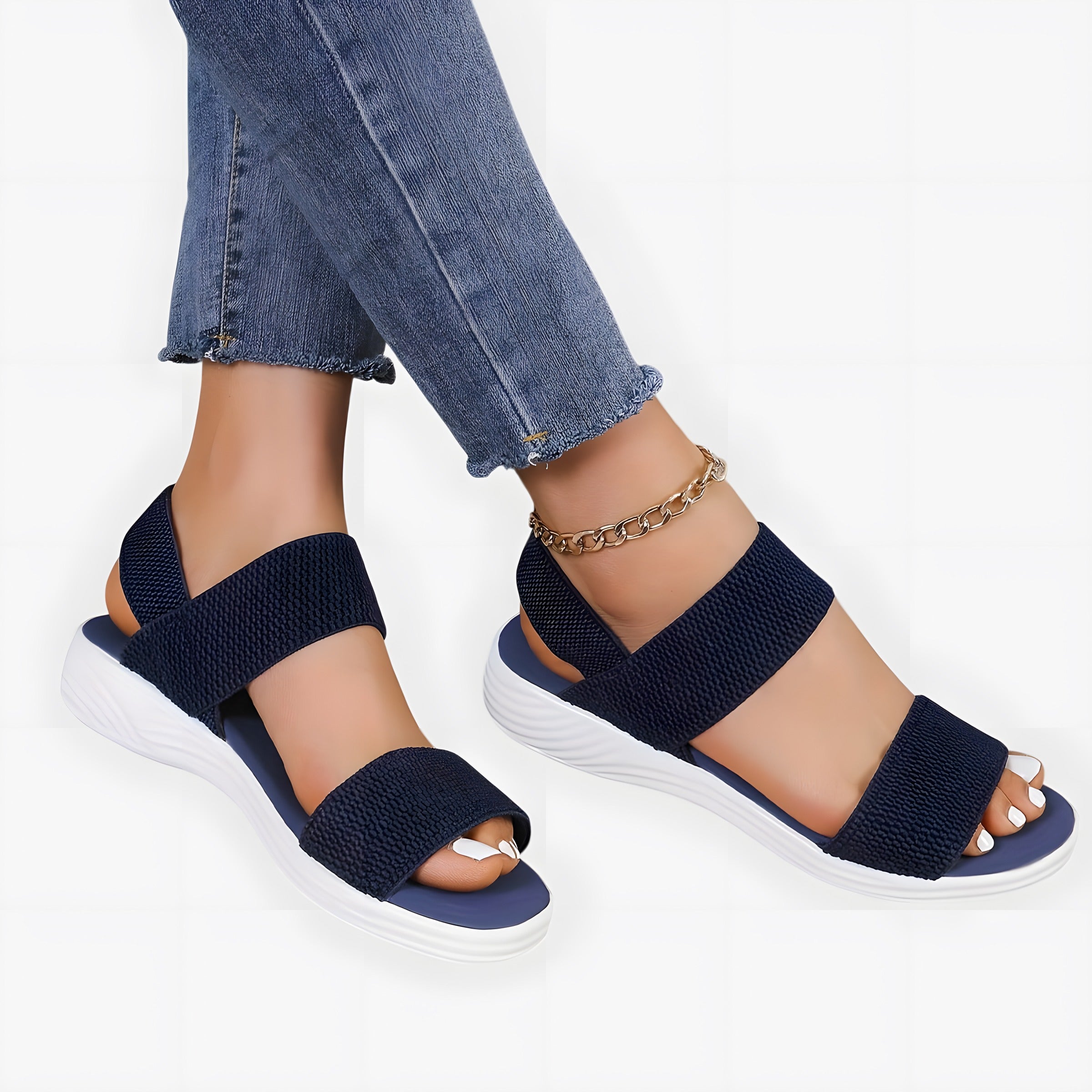 Jessamine | Sandales orthopédiques femme élégantes Bleu Foncé