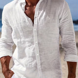 LINEN BLEND BUTTON SHIRT FOR MEN