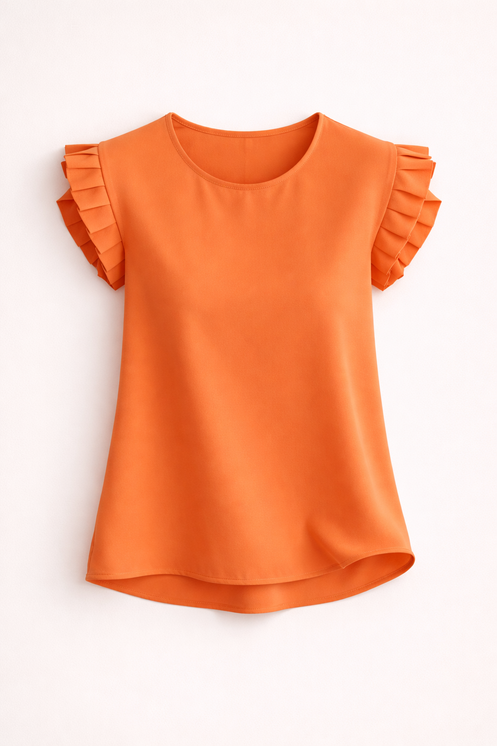 Viviane | Blouse à manches courtes et volants étagés Orange, photo studio
