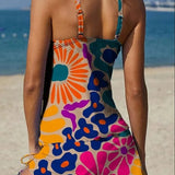Fiesta | Tankini graphique fleuri avec short, effet ventre plat