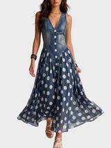 Solène | Robe longue à pois et buste boutonné