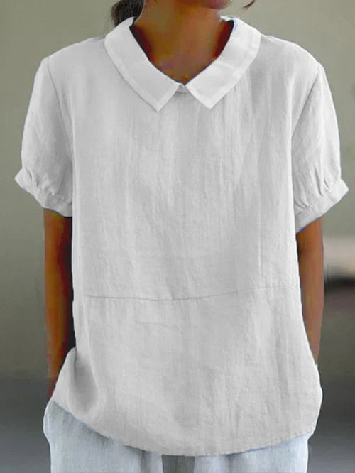 Lisette | Chemise sobre à col Blanc, photo studio