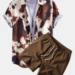 Ensemble Capucine — chemise à imprimé vache & short texturé froissé à cordon