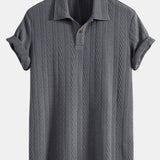 Ensemble — polo jacquard à manches courtes & pantalon côtelé à jambe droite
