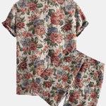 Ensemble — chemise cubaine jacquard floral & short