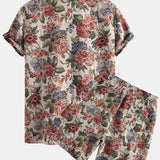 Ensemble — chemise cubaine jacquard floral & short