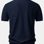 Ensemble — polo en maille à col V à damier & pantalon fuselé coupe slim