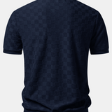 Ensemble — polo en maille à col V à damier & pantalon fuselé coupe slim