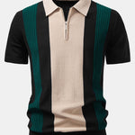 Ensemble — polo en maille texturée color block & pantalon fuselé coupe slim