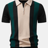 Ensemble — polo en maille texturée color block & pantalon fuselé coupe slim