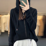 Manon | Sweat à capuche zippé à torsades et poignets côtelés