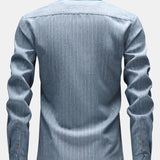 Chemise boutonnée en lin rayé à manches longues