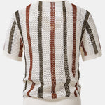 Ensemble — polo crocheté rayé à col V & short texturé froissé à cordon