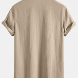 Ensemble — chemise texturée froissée à col V & pantalon texturé froissé