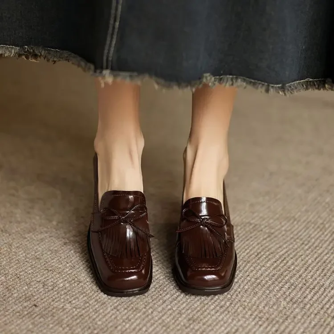 Mocassins à Talon Carré Vernis