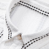 Ensemble — chemise jacquard rayée géométrique & pantalon texturé froissé