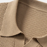 Ensemble — polo en maille crochetée texturée à col Johnny & pantalon en lin