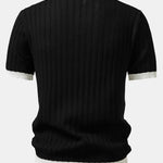 Ensemble — polo texturé contrastant à col Johnny & pantalon fuselé coupe slim