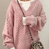 Cyrielle | Pull ample à torsades et col fendu