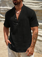 LINEN V-NECK SHIRT FOR MEN