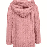 Marie | Sweat zippé à capuche en maille torsadée