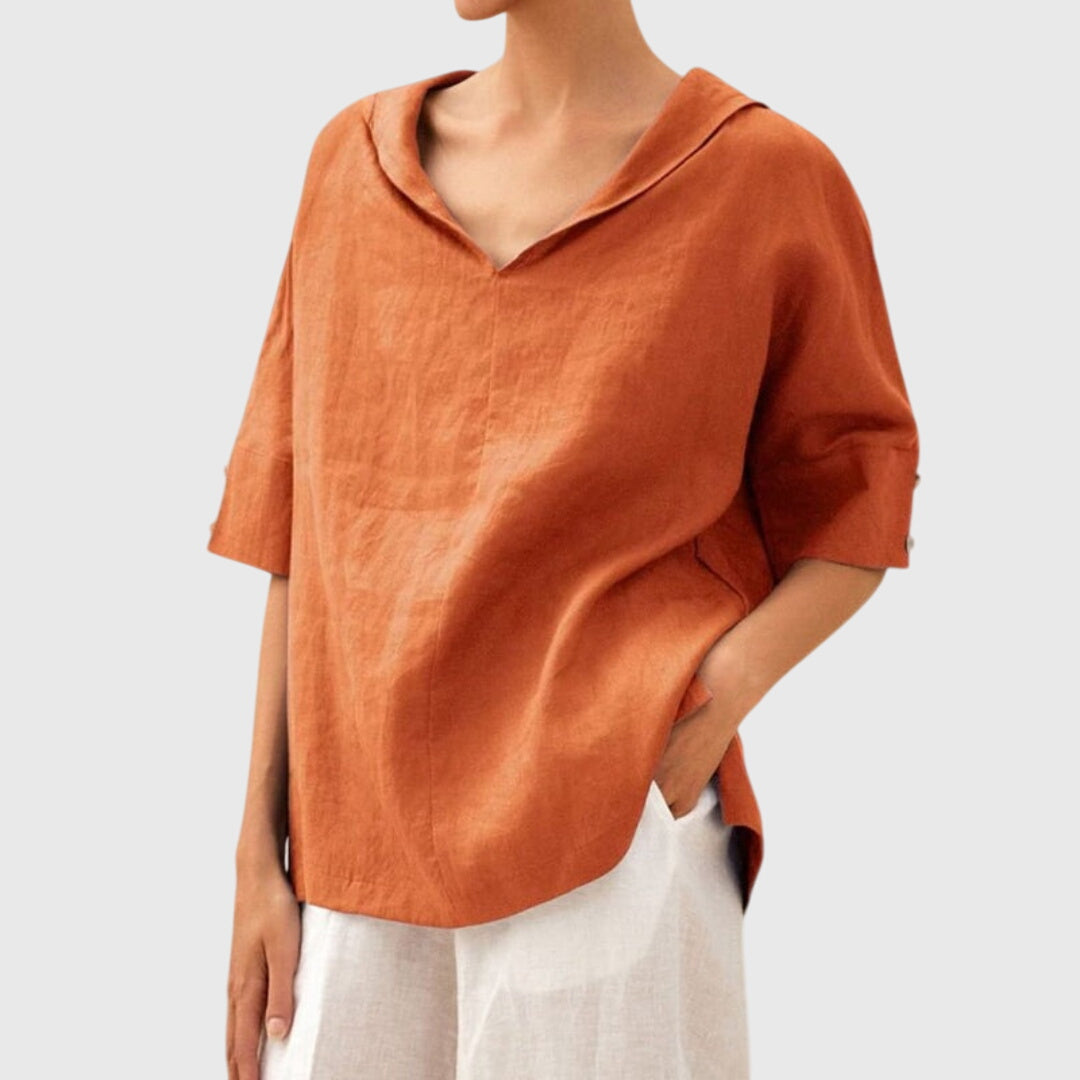 Marguerite | Blouse ample décontractée Orange, photo studio