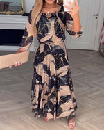 Éliane | Robe maxi élégante à imprimé marbre