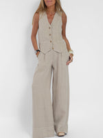 Ensemble Gilet Boutonné & Pantalon Large