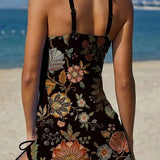 Fiesta | Tankini graphique fleuri avec short, effet ventre plat