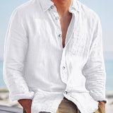 LAPEL BUTTON COTTON SHIRT FOR MEN
