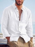 LAPEL BUTTON COTTON SHIRT FOR MEN