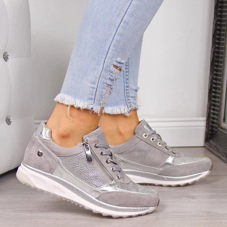 Gabri™ Zip-Up Orthopedic Sneakers Gris, photo studio