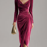 Sandra — Robe Midi en Velours Élégante