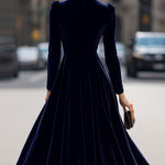 Julie — Robe Midi à Manches Longues Bleu Marine