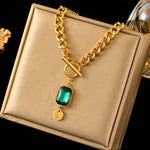 Collier Pendentif Chaîne Émeraude Épais — Or