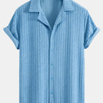 Ensemble — chemise cubaine en éponge rayée & short en éponge rayé