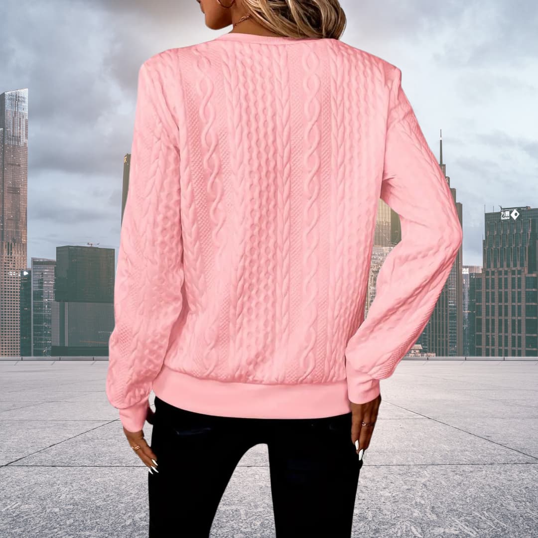 Annette | Pull texturé élégant Rose, photo studio