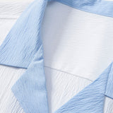 Ensemble — chemise cubaine texturée contrastante & pantalon à jambe droite