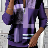 Sandrine | Pull zippé à motif géométrique