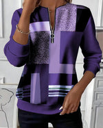 Sandrine | Pull zippé à motif géométrique
