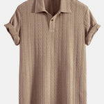 Ensemble — polo jacquard à manches courtes & pantalon côtelé à jambe droite