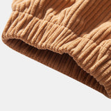 Ensemble — chemise à capuche à carreaux en velours côtelé contrastant & pantalon cargo de jogging en velours côtelé à cordon