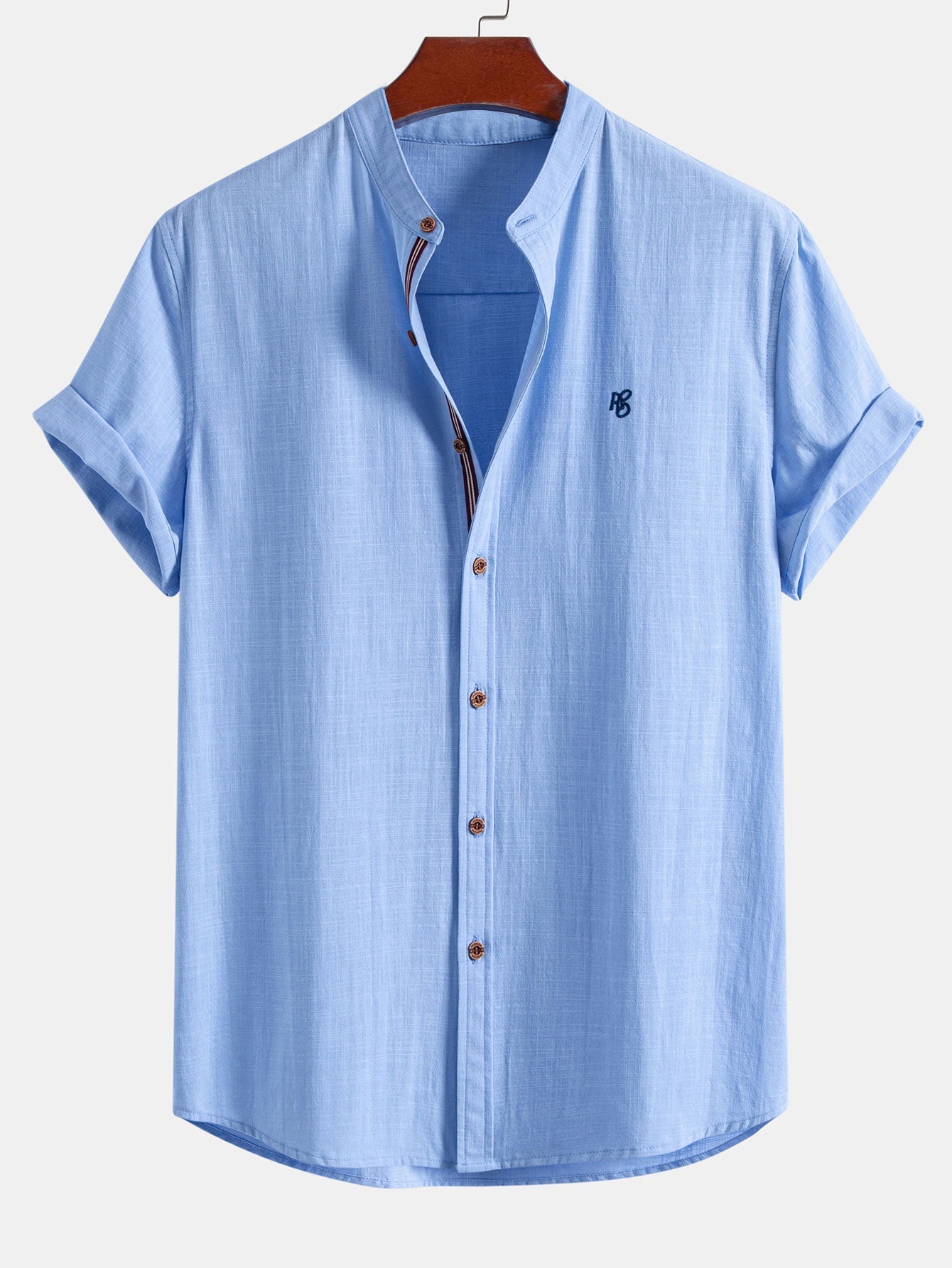 Améline — Chemise en lin à col officier et manches courtes