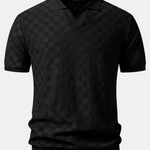 Ensemble — polo en maille à col V à damier & pantalon fuselé coupe slim