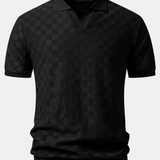 Ensemble — polo en maille à col V à damier & pantalon fuselé coupe slim
