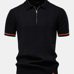 Ensemble — polo zippé en maille à bordure contrastante & short chino à taille élastique