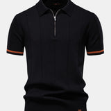 Ensemble — polo zippé en maille à bordure contrastante & short chino à taille élastique