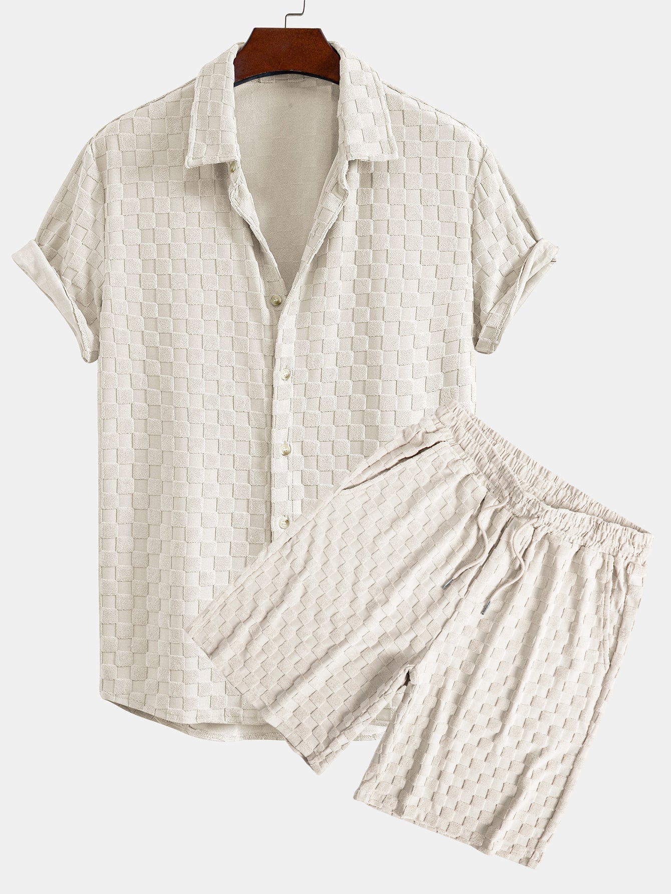 Ensemble — chemise en éponge à damier & short