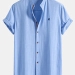 Ensemble — chemise en lin à manches courtes & short texturé froissé à cordon